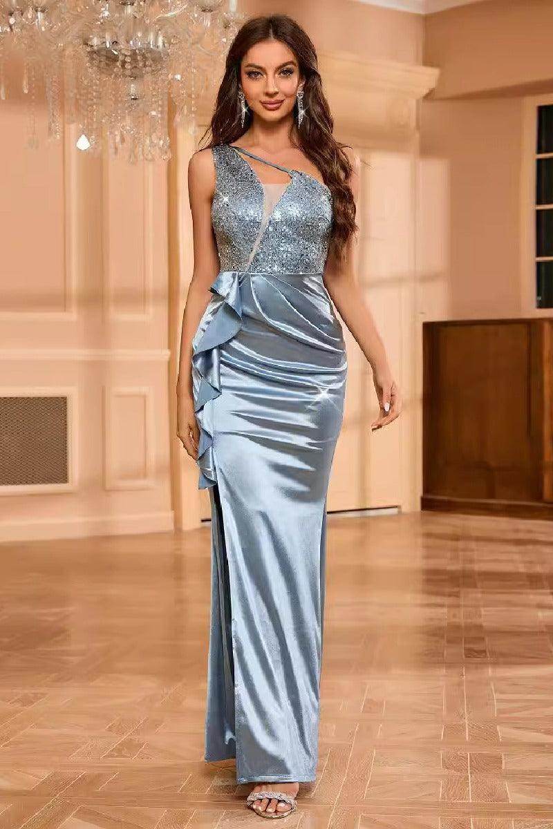 Sheath-Column Floor Length Elastic Silk like Satin Dress 825948016537 - COCOMELODY